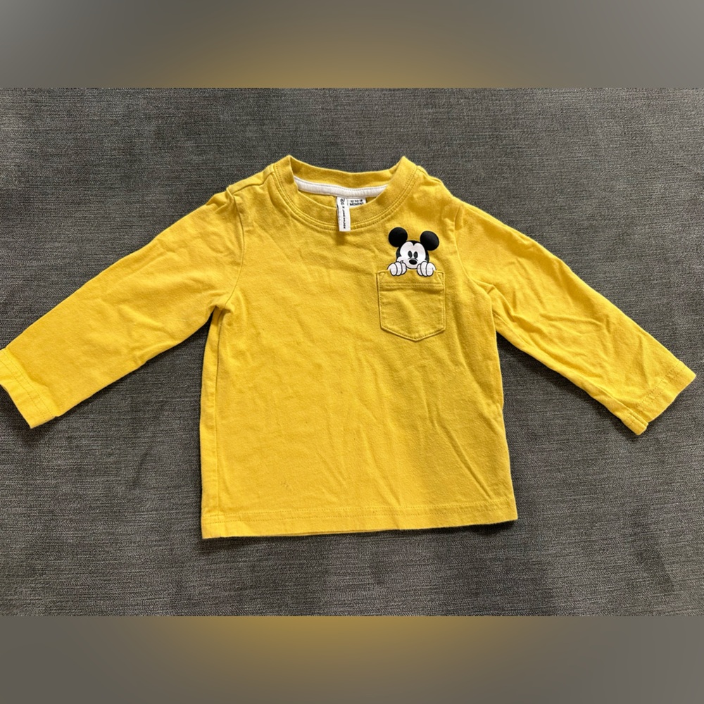 Janie and Jack Yellow Long Sleeve Tee with Mickey Mouse